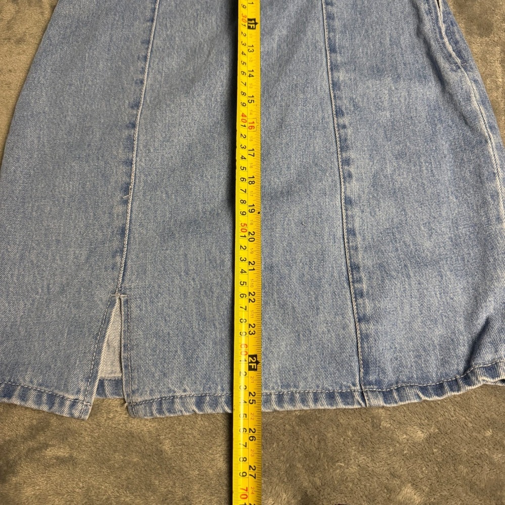 Gianni Bini Light Wash Zip Denim One Shoulder Ruffle Mini Dress XS Slit Bodycon - Picture 7 of 7